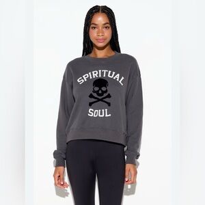 SPIRITUAL GANGSTER Skull Black Crew Neck Sweatshirt Women’s Size Small